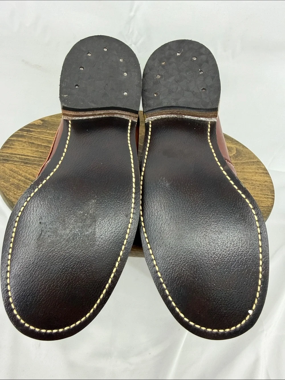Unused! Vintage Foot Traits Boys Classic Brown Leather Loafers Boat Shoes, sz 5